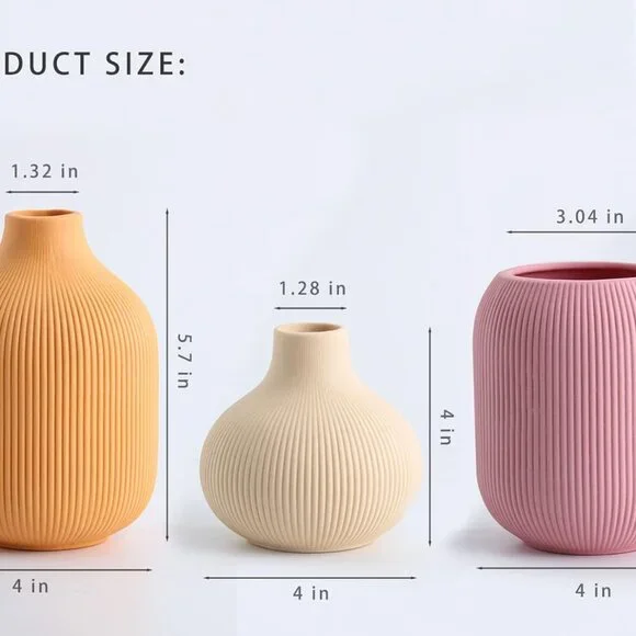 Ceramic Vase for Decor,Small Boho Vases Set for Home,Modern Minimalist Farmhouse